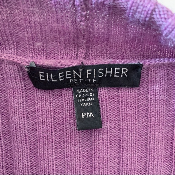 Eileen Fisher Ribbed Wool Cardigan Sweater Petite Medium PM Purple - Picture 4 of 6